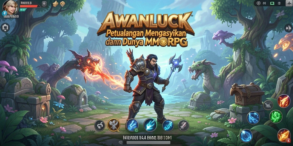 Screenshot utama AWANLUCK yang menampilkan pertarungan seru di dunia MMORPG.