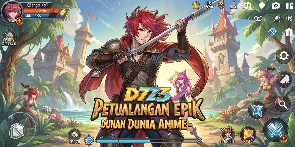 Tampilan mendebarkan dari karakter D73 dalam aksi di dunia anime.