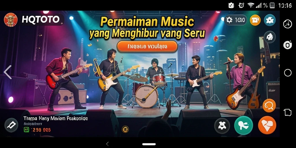 Screenshot HQTOTO menampilkan pemain menikmati musik dengan antarmuka yang interaktif.