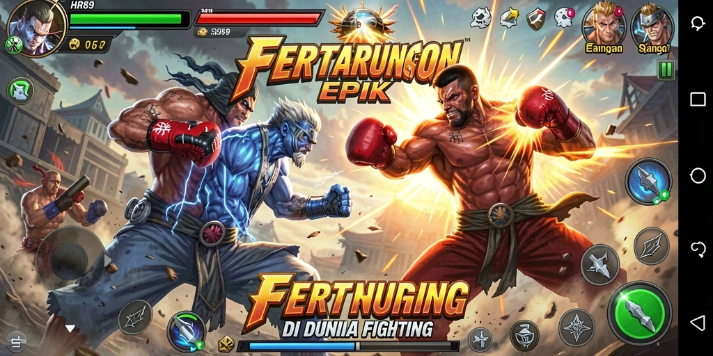 Tampilan gameplay HR89 yang menampilkan pertarungan mendebarkan antar karakter.
