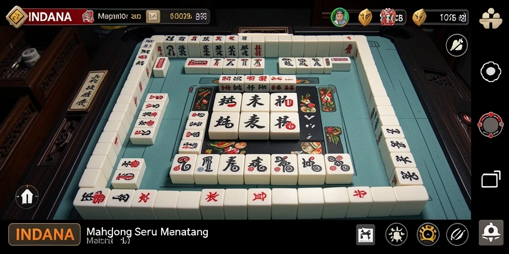Tampilan gameplay seru INDAAA dengan ubin-ubin Mahjong yang menantang.