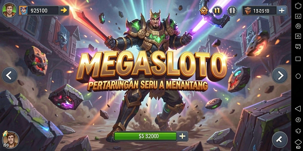 Tampilan menegangkan dalam pertarungan MEGASLOTO dengan karakter beragam.