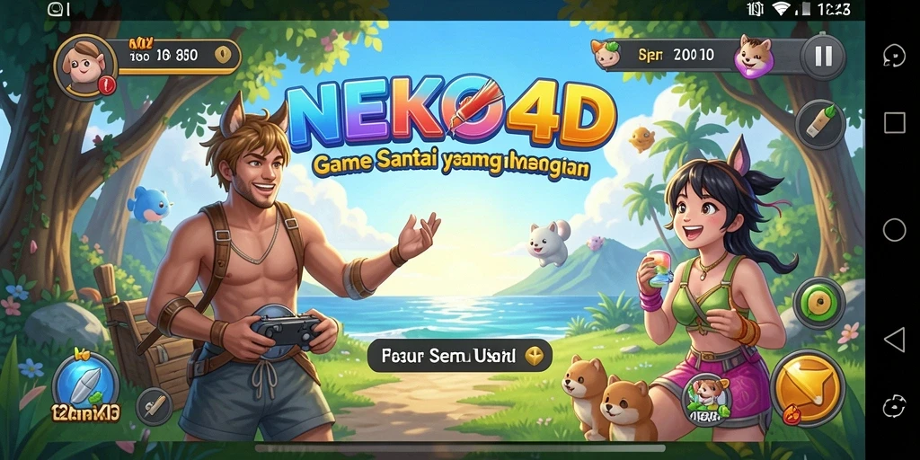 Tampilan gameplay NEKO4D dengan karakter yang ceria dan level yang menarik.
