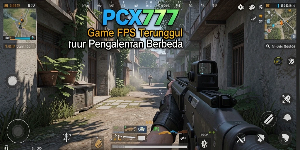 Screenshot gameplay PCX777 menampilkan aksi mendebarkan dalam pertempuran FPS.