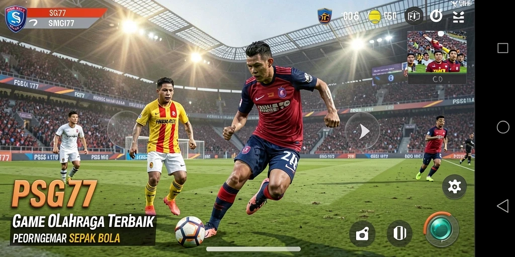 Tampilan gameplay PSG77 yang menampilkan aksi seru di lapangan.